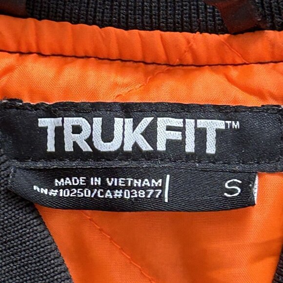 Trukfit Jacket Mens S Black Satin Bomber Full Zip Camouflage Outdoor Streetwear - Picture 12 of 15